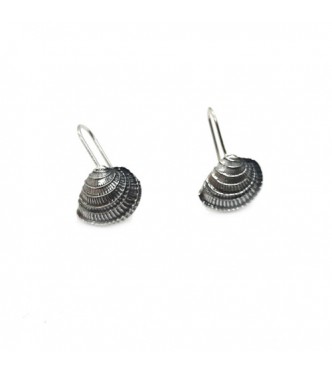 E000915 Genuine Sterling Silver Earrings Sea Shells Solid Hallmarked 925 Handmade